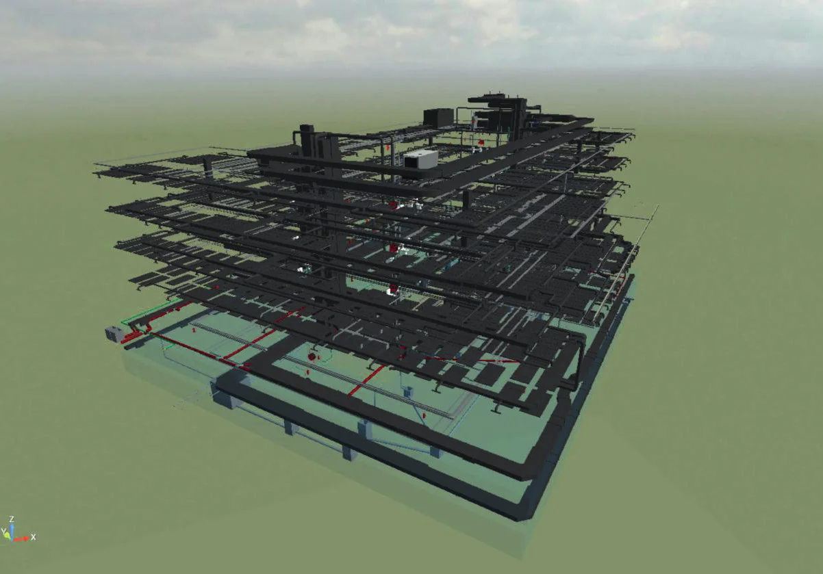 Maquette BIM du siège Bosch Casablanca — vue de la structure dans le logiciel de modélisation