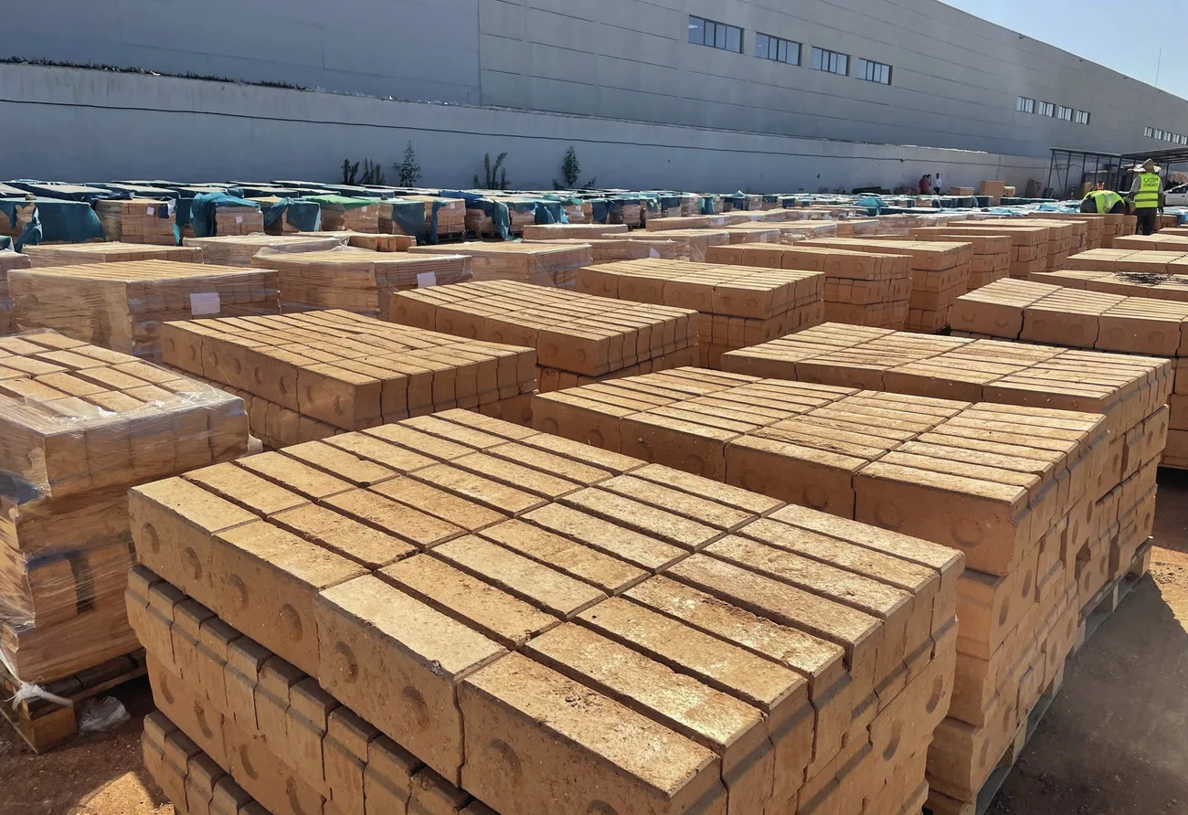 Chantier Bosch — production des blocs de terre comprimée (BTC)